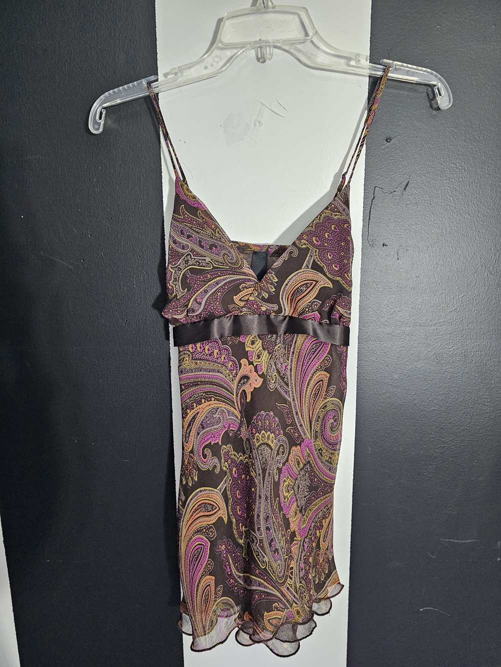 Y2k Paisley Satin-Trim Tank Top